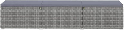 vidaXL 3-piece Sunbed set with tea table poly rattan grey