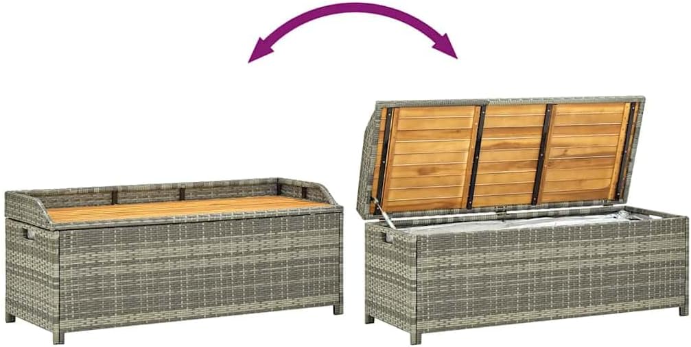 vidaXL Garden storage bench Garden Bench Storage bench Garden Garden Box Garden Bench Outdoor Benches Bench Benches Garden furniture Outdoor furniture Poly Rattan Grey