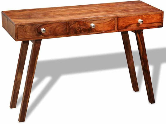 vidaXL Wall table with 3 drawers 76 cm solid sheesham wood