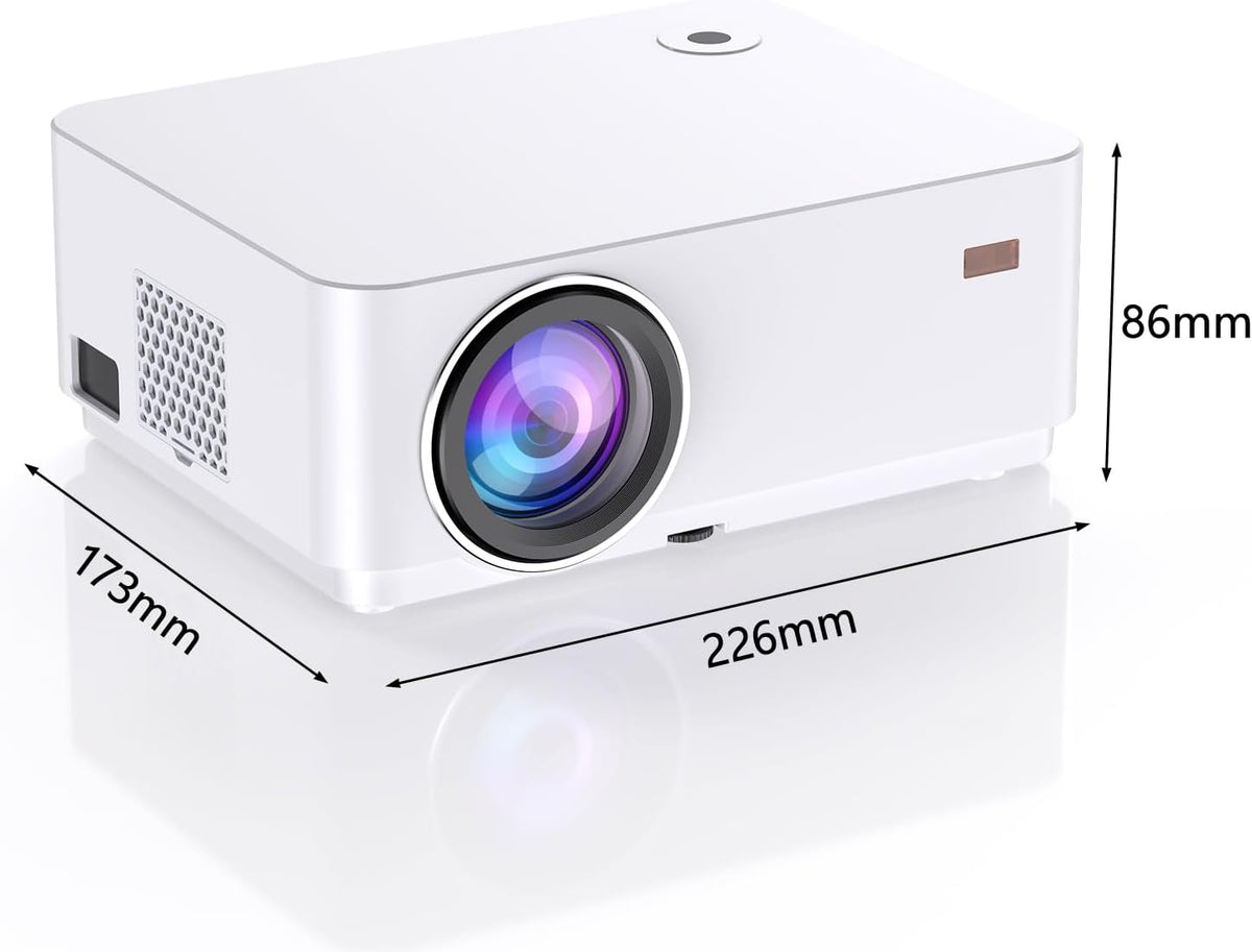 WiFi Bluetooth beamer, 4K, Android OS-projector, Native 1080P met autofocus, 800 ANSI lumen, mini-projector voor thuisbioscoop, outdoor, tuin, woonkamer, 9000+ apps, HDMI USB (wit)
