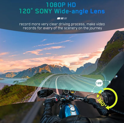 MAXTO Intercom voor motorhelm, bluetooth, met 1080p HD-camera, M3 bijgewerkt, 360 graden verstelbare clip, communicatiesysteem voor 6 motorrijders, 3280 FT, wifi/FM-radio, IP65 waterdicht