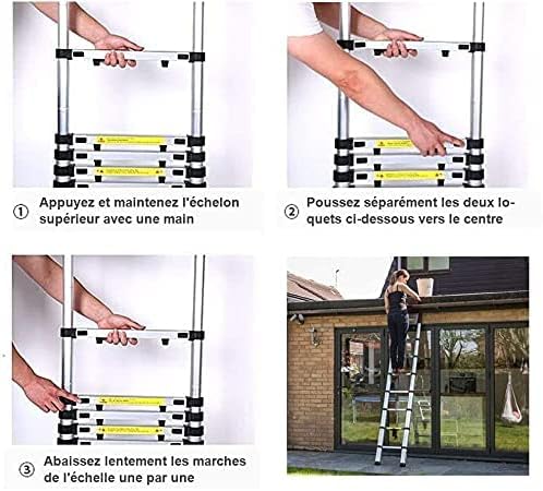 Nictemaw Scala Telescopica da 5 m, Scala Pieghevolein alluminio multifunctioneel 2 in 1 per interne Esterni, capaciteit 150 kg (2,5 m + 2,5 m)