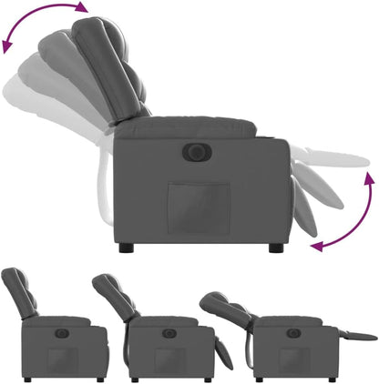 Elektrische Relaxstoel – Ligstoel – Tv-Stoel – Kantelstoel – Relaxfauteuil – Kunstleer Grijs – Elektrisch Verstelbaar – Maximale Ligstand 135 Graden