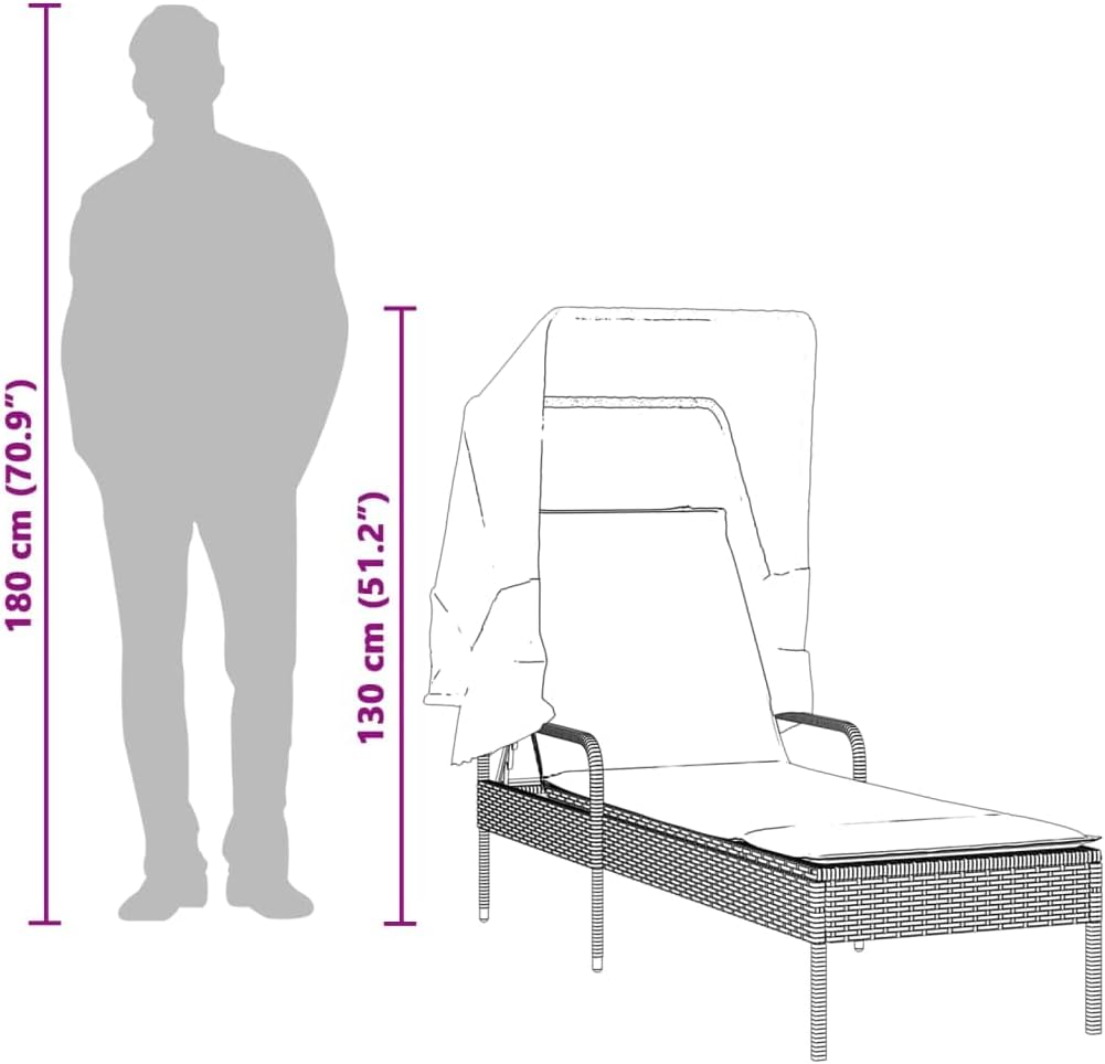 Ligbedden Set 2 – Tuinstoelen – Ligstoelen – Tuinmeubelen – Deckchairs – Poly Rattan Weerbestendig – Verstelbare Rugleuning – Inclusief Zonnescherm – Crèmekleurige Kussens – Beige & Crème