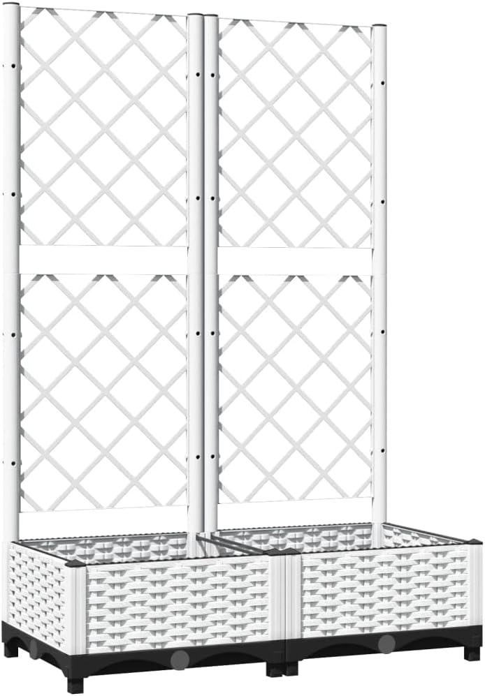 Gecheer Garden Box with Trellis White 80x40x121.5cm PP - QUORE