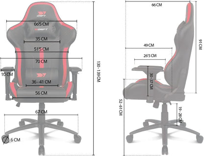 DRIFT Gaming Chair DR350 -DR350BP - Professionele Gaming Chair, kunstleder, 4D armleggers, geruisloze wielen, klasse 4 zuiger, kantelbaar, lende/cervicaal kussen, kleur zwart/roze