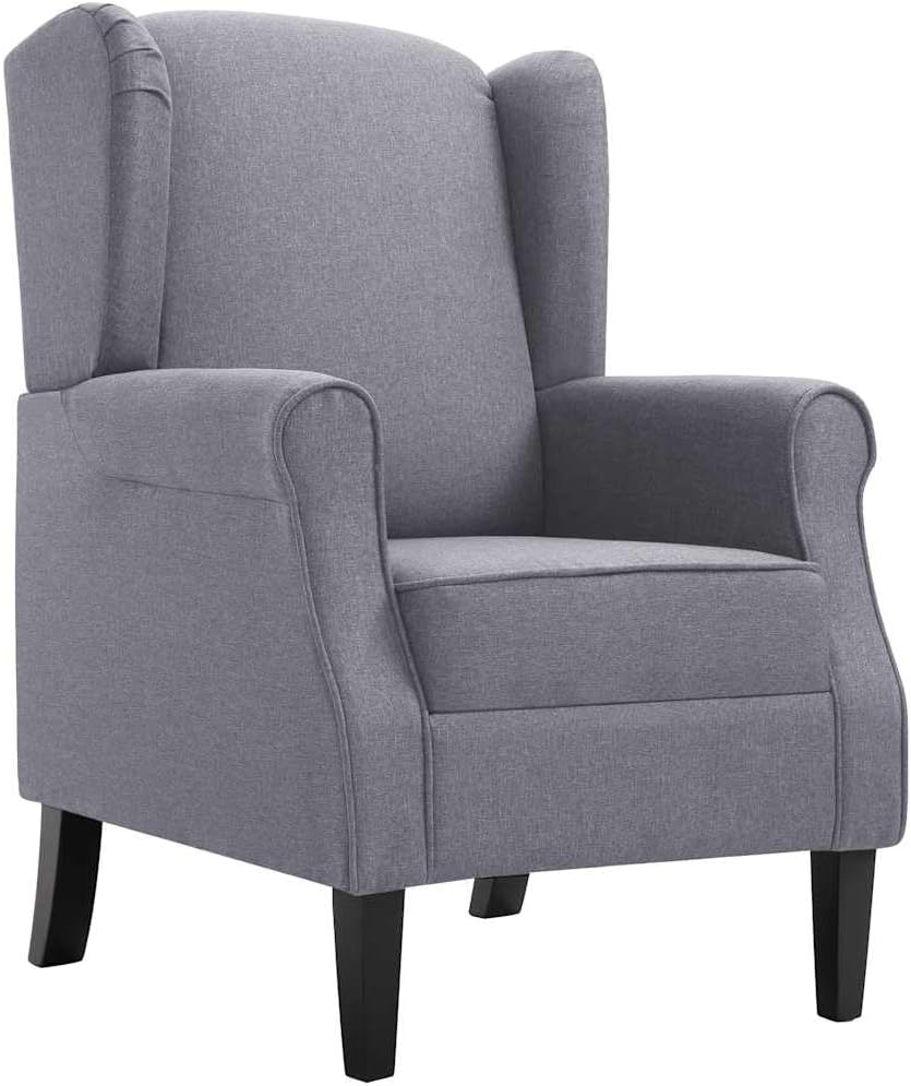 Fauteuil – Armstoel – Zetel – Relaxstoel – Stoel – Donkergrijs – Massief Houten Frame – Comfortabele Gevoerde Zitting 14 cm