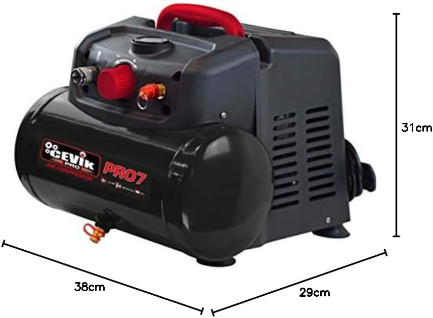 Luchtcompressor – Compressorpomp – Persluchtcompressor – Bandopblazer – Olievrije compressor – 6 Liter Tank – 1,5 PK Motor – Max 8 Bar Druk – Onderhoudsvrij – Transportwielen