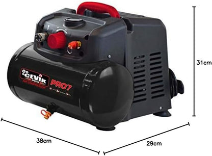 Luchtcompressor – Compressorpomp – Persluchtcompressor – Bandopblazer – Olievrije compressor – 6 Liter Tank – 1,5 PK Motor – Max 8 Bar Druk – Onderhoudsvrij – Transportwielen