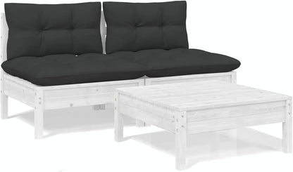 Gecheer Stoel voor buiten, terras, kruk, bank, tuinmeubelen, 3 stuks met kussens, antraciet, grenenhout, 1# palletbank, binnen, buiten, fauteuil, pallets, bank voor terras - QUORE