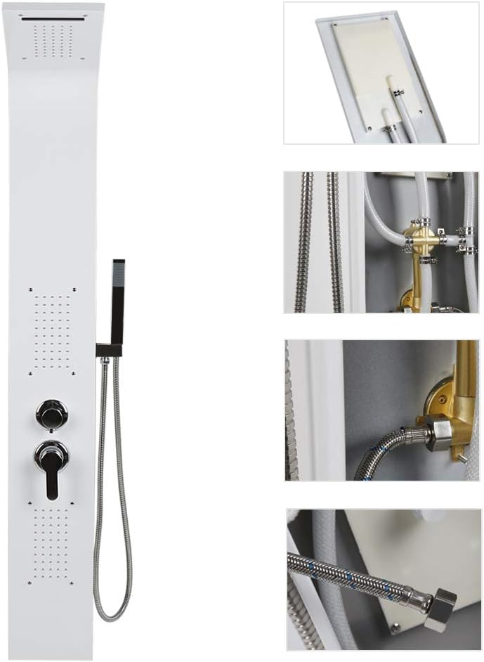 Douchekolom Hydromassage – Douchepaneel – Doucheset – Spa Douche – Regen- en Watervalstraal – 5 Douchestanden – 304 Roestvrij Staal – 140 cm Hoog