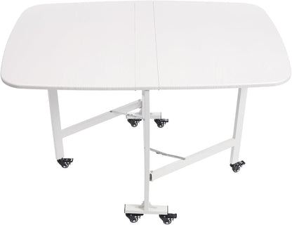 Klaptafel – Vouwtafel – Campingtafel – Inklapbare Tafel – Tuintafel – Wit – 120x80x75 cm – 6 Universele Wielen Met Rem