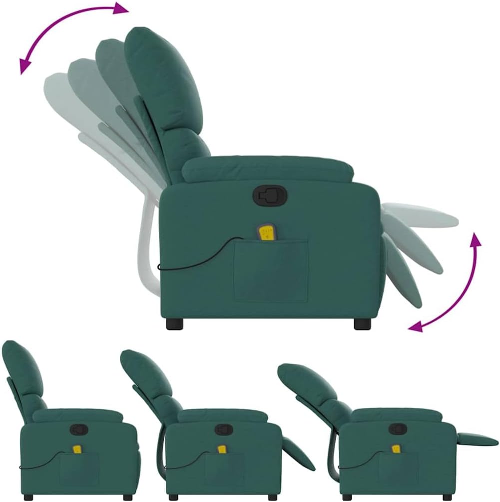 ZIRLANLV Recliner Adjustable Backrest, Relaxation Chair with Vibrating Function, Massage Chair, TV Chair, Reclining Chair, Upholstered Chair, Recliner (Wine Red) (Dark Green #17)