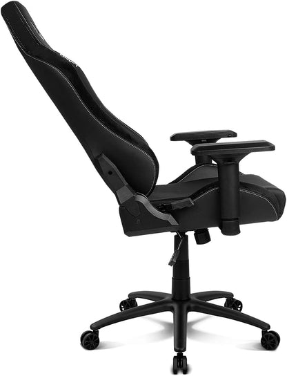 DRIFT GAMING Chair „elRubius” -DR250RU - Officiële elRubius gamingstoel, vlindermechanisme, liggende rug, kunstleer, suède afwerking, 4D-armleuningen, nek- en lendenkussen,74.5 x 129-138 x 56 cm (W x H x D) Zwart/Wit,Zwart/Wit