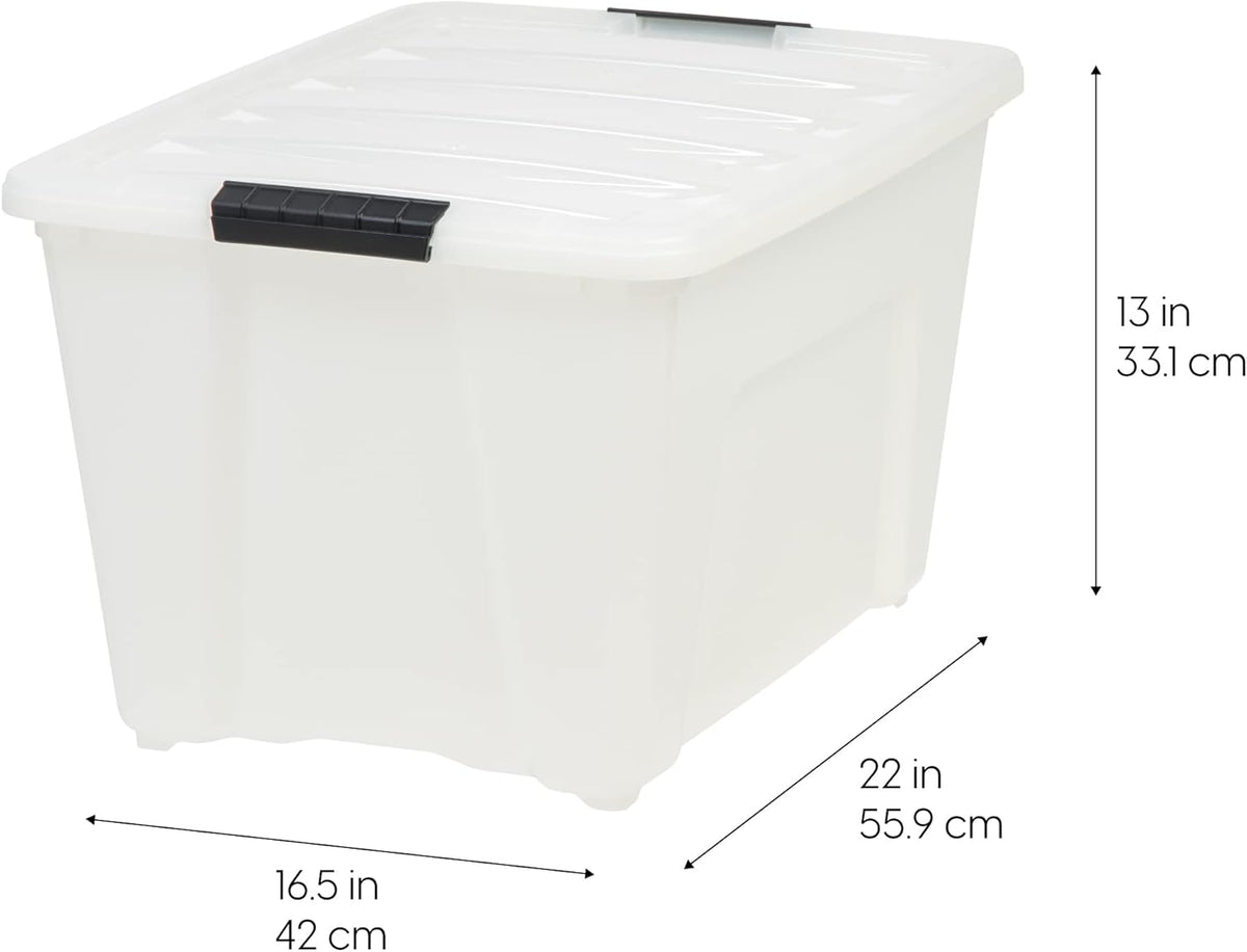 Iris Ohyama Plastic opbergbak, natuurlijk/zwart, 54 QT-6 Pack