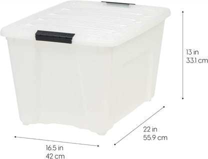 Iris Ohyama Plastic opbergbak, natuurlijk/zwart, 54 QT-6 Pack