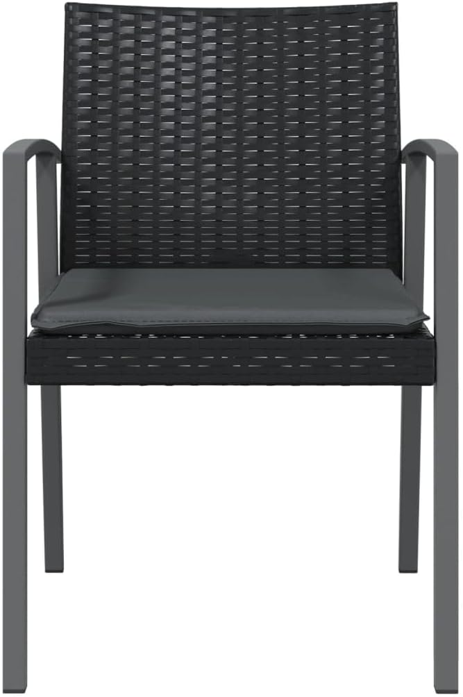 Pack of 6 synthetic rattan garden chairs with cushions, 56.5 x 57 x 83 cm, robust steel frame, robust, outdoor, comfortable chairs, patio, durable material - QUORE