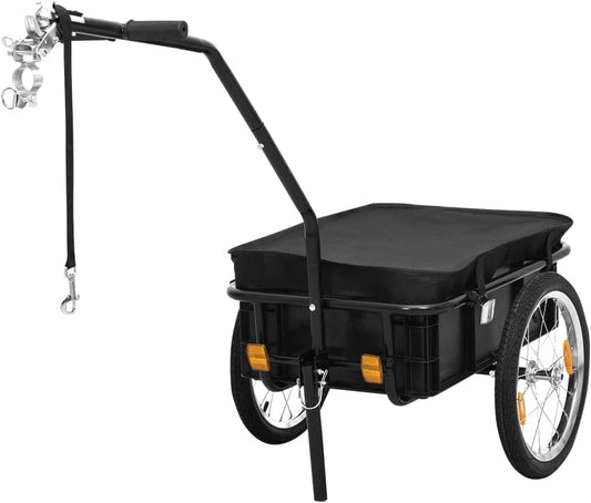Fietskar – Fietstrailer – Transportkar – Handkar – Fietstrolley – Stalen Frame – 50 kg Belastbaar – Weerbestendige Afdekhoes – Zwart