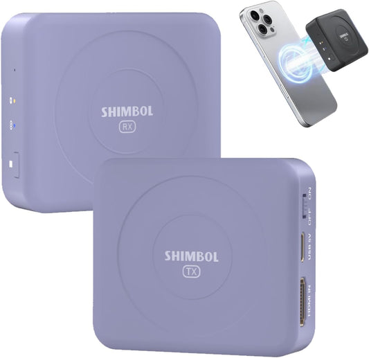 SHIMBOL NTNTS Draadloze videozender, ontvangersysteem, 150 m draadloze overdracht, 60 ms latentie, HDMI in-/uitgang, compatibel met magnetisch voor camera en smartphone (paars)