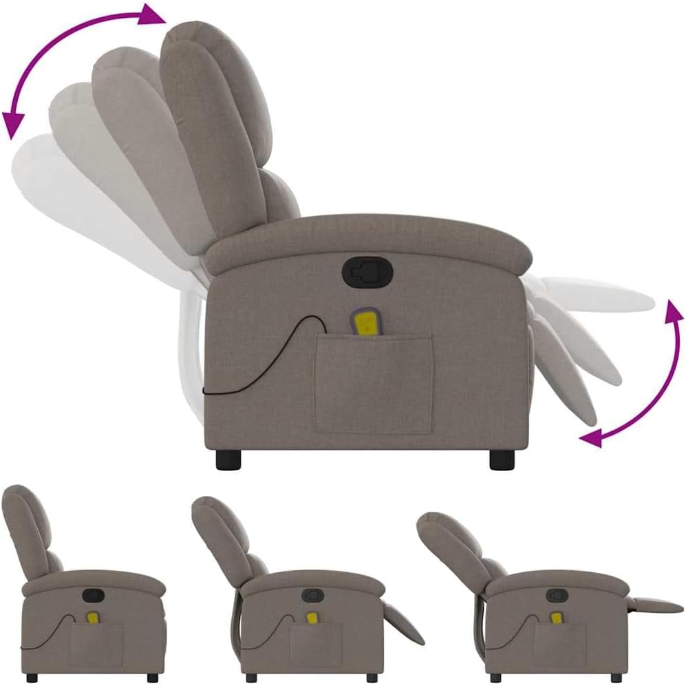 vidaXL Massage chair adjustable fabric taupe, sitting chair, armchair, armchair, armchair, armchair, chair, television chair, tv chair, tv chair, tv armchair, chair - QUORE