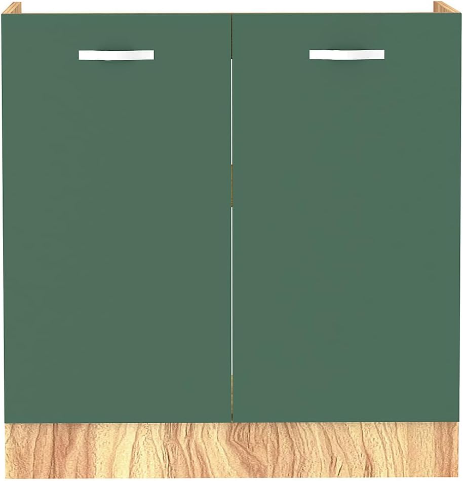 Shally Dogan Onderkast in de keuken met 2 deuren om in te bouwen, onderkast met 80 cm voor gootsteen (groen, 80 x 50 x 85 cm)