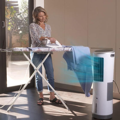 Livington InstaChill - Aircooler met waterkoeling - 3 niveaus - krachtige maxi-tower-luchtkoeler met 8,5L tankvolume voor 12 uur koelen