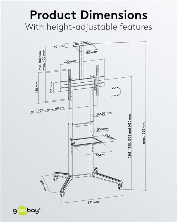 Goobay 59508 Support Pour Téléviseur 177,8 cm (70") Noir