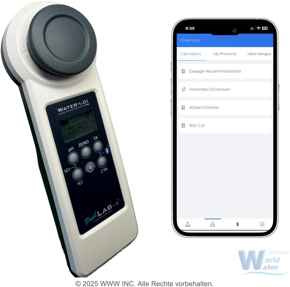 Elektronische Watertester – Zwembadtester – Spa Tester – Watertestapparaat – Watermeter – Meet 15 Waterparameters – Bluetooth Met App