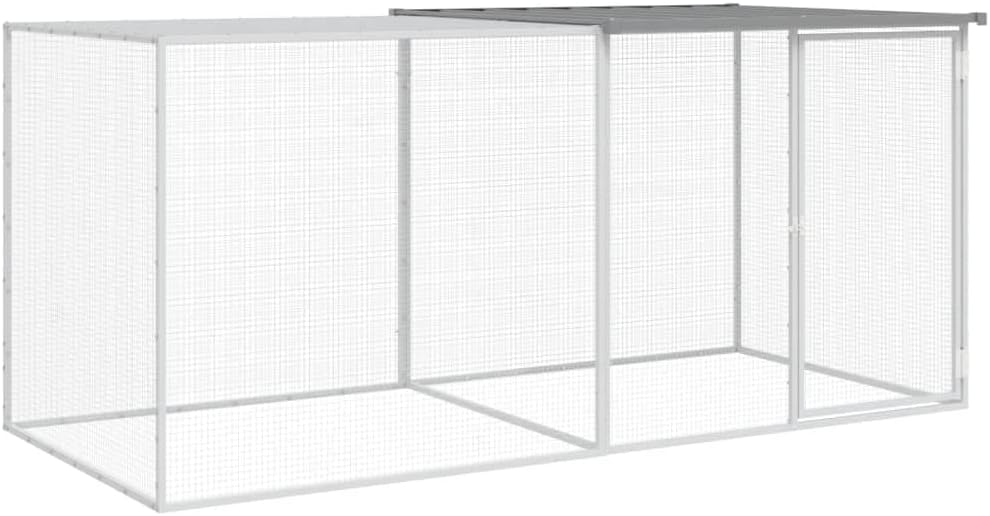 Kippenhok – Kippenren – Dierenverblijf – Pluimveehok – Buitenverblijf – Gegalvaniseerd Staal – Beschermend Dak – 103x98x90 cm – Lichtgrijs