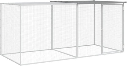 Kippenhok – Kippenren – Dierenverblijf – Pluimveehok – Buitenverblijf – Gegalvaniseerd Staal – Beschermend Dak – 103x98x90 cm – Lichtgrijs