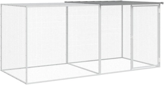vidaXL Kippenhok met dak 203x98x90 cm gegalvaniseerd staal lichtgrijs, dierenverblijf, kippenhok in de achtertuin, metalen kippenhok, kippenverblijf