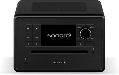sonoro Elite internetradio met cd-speler (FM, DAB Plus, Podcasts, Spotify, Amazon Music, Deezer), mat zwart