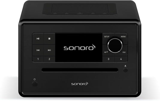 sonoro Elite internetradio met cd-speler (FM, DAB Plus, Podcasts, Spotify, Amazon Music, Deezer), mat zwart