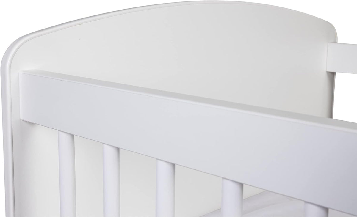Babybedje – Ledikant – Babybed – Bedje – Reisbedje – Verstelbare Bodem 3 Hoogtes – Massief Dennenhout & MDF – 120x60 cm – Wit Gelakt