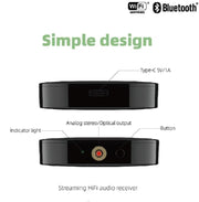 Chromecast - Streaming Box - AudioCast - Audio-Adapter - AirPlay 2 Receiver - HiFi Wireless Multiroom Stereo Preamp - met Siri - Alexa - Hi-Res Audio - Draadloos - 2.4G - 5G - Bluetooth - AUX - 192 kHz - 24-bit Muziek - 3.5 mm jack - Zwart
