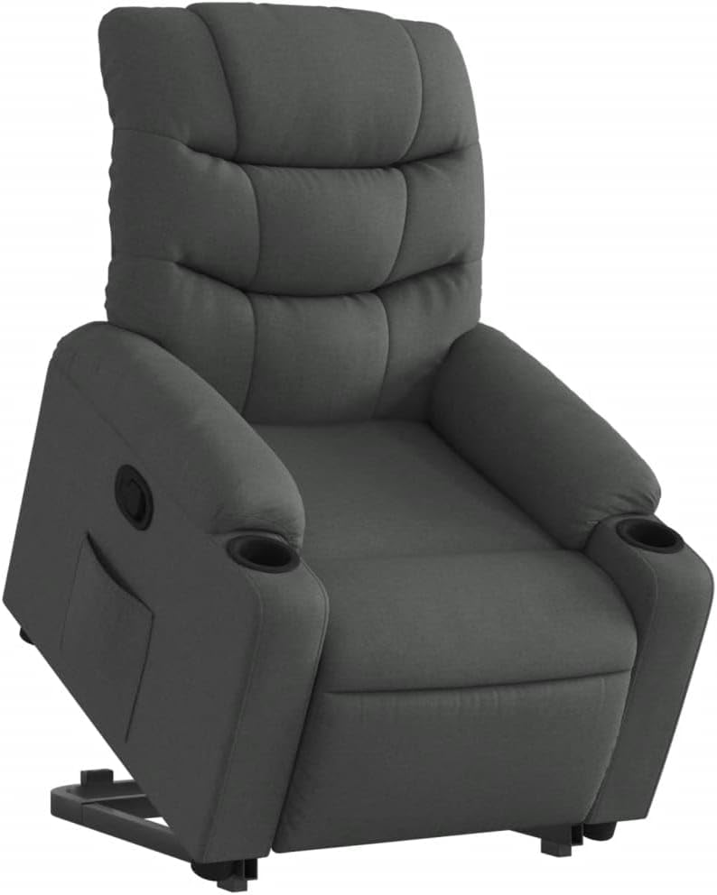 Relaxstoel – TV Stoel – Fauteuil – Sta-Op Stoel – Relaxfauteuil – Elektrische Opsta-Ondersteuning – Handmatig Verstelbare Rug- En Voetensteun – Donkergrijze Polyester Bekleding