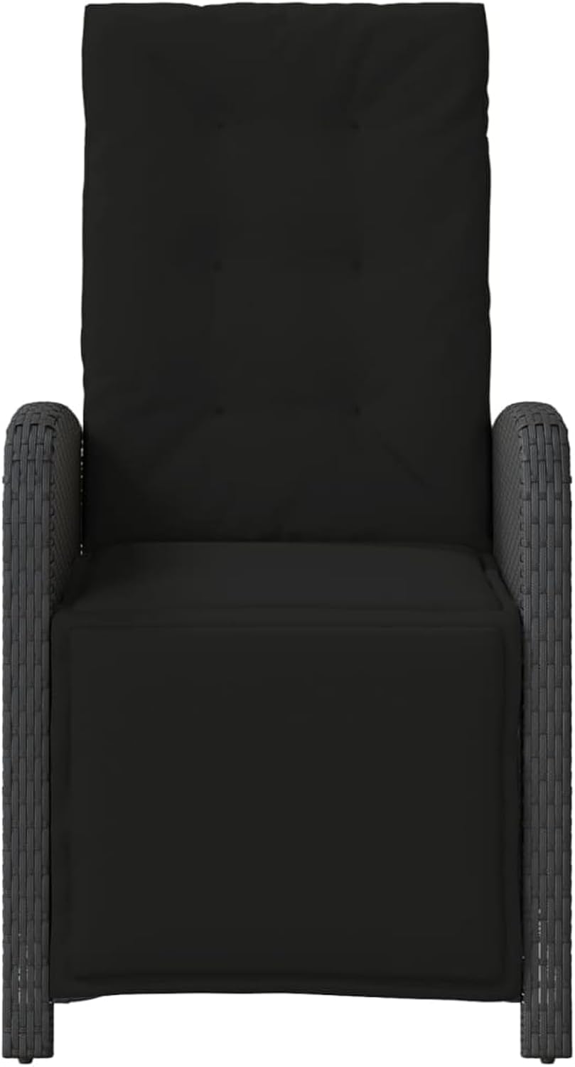 Gecheer Garden Chair with Footrest Black Poly Rattan Garden Chair Garden Chair Rattan Adjustable Rattan Outdoor Chair - QUORE