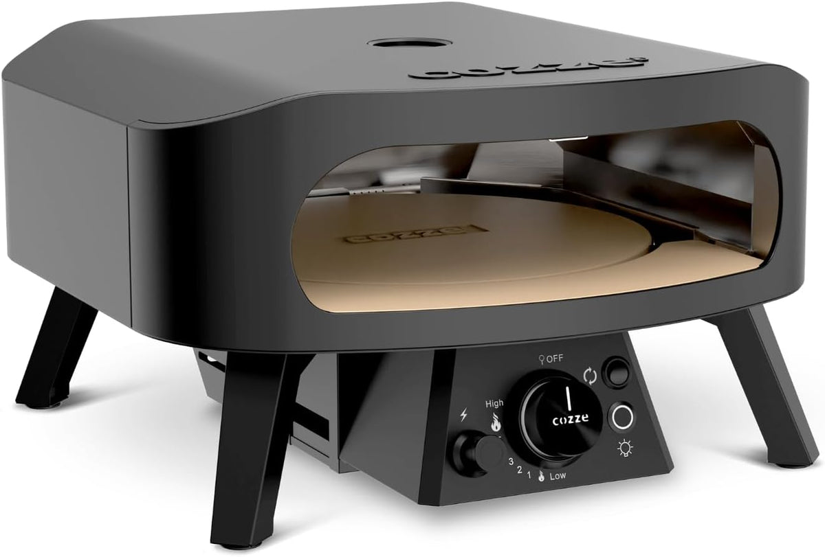 Cozze 13" Pizzaoven Gas Black Edition met roterende pizzasteen Ø 34,5 cm - 600 °C, pizza in 2 minuten