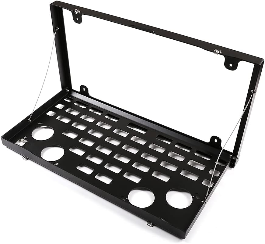YIWANG Aluminiumlegering Zwarte Auto Achterdeur Opvouwbare Tafel Cargo Plank Opslag Achterklep Tafel Voor LR Defender 110 2020-2022