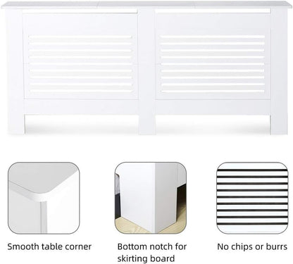 Mondeer Radiator Cover, Kabinet MDF Horizontale Moderne Witte Decoratieve voor Woonkamer Slaapkamer XL (172cm)