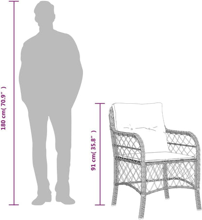 Tuinstoelen – Tuinzetels – Loungestoelen – Campingstoelen – Terrasstoelen – Poly Rattan – Weerbestendig Met Dikke Kussens – Afneembare Wasbare Kussenhoezen – Bruin – Set Van 2