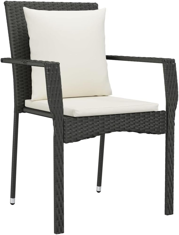 Lounge tuinmeubelen set terrasmeubels balkonmeubels tuinstoelen met kussens 2 stuks. Poly rotan zwart - QUORE