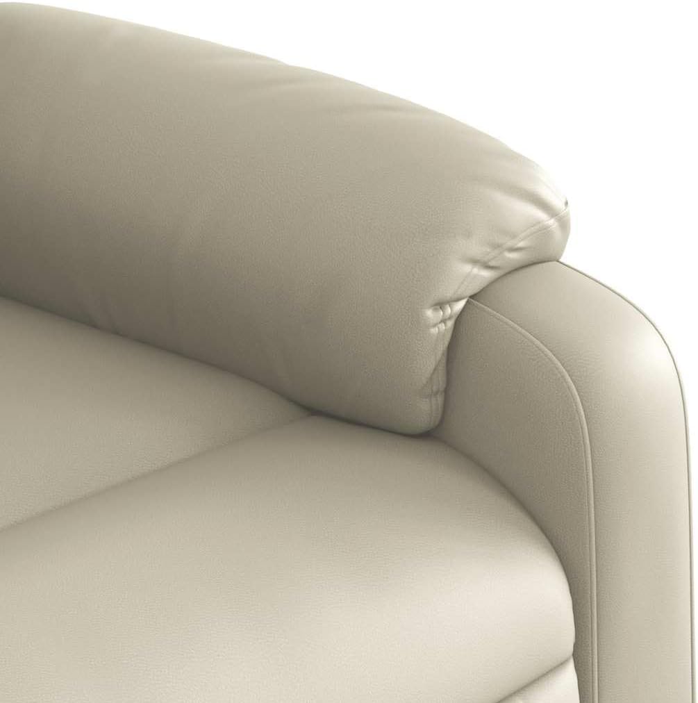 Relaxstoel crème kunstleer TV fauteuil met ligfunctie, enkele ligstoel relaxstoel voor woonkamer, slaapkamer handmatig kantelsysteem mA7 - QUORE