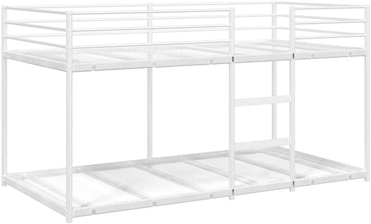 vidaXL Stapelbed zonder matras 90x190 cm staal wit, bedframe, bedbodem, slaapkamermeubilair, hoogslaper, stapelbedframe, laag stapelbedframe