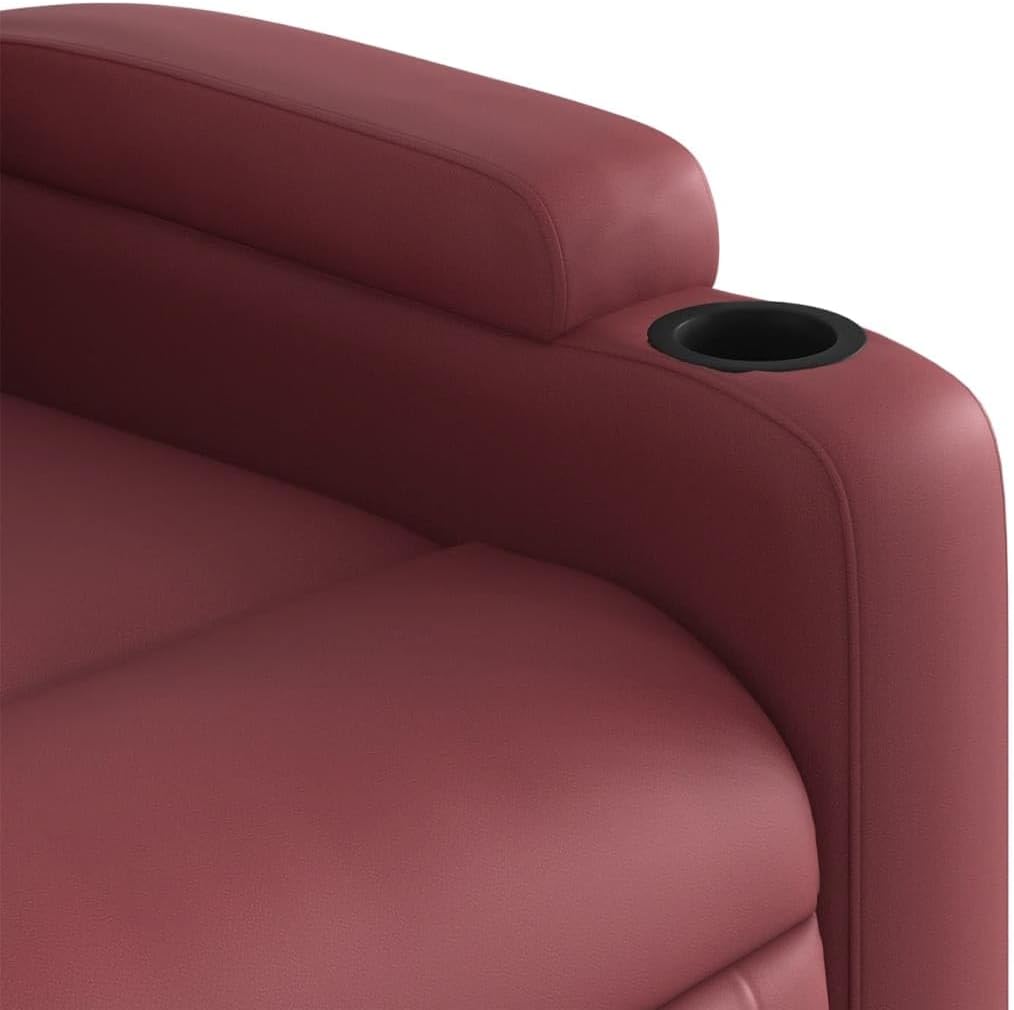 Leunstoel, wijnrood, kunstleer, meubelstuk voor woonkamer, fauteuil, relaxstoel, slaapkamerstoel, model 372507 - QUORE