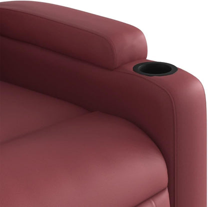 Leunstoel, wijnrood, kunstleer, meubelstuk voor woonkamer, fauteuil, relaxstoel, slaapkamerstoel, model 372507 - QUORE
