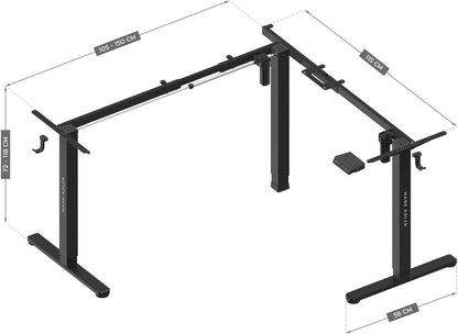 MARK ADLER Xeno 7.6 Electric Desk Frame Double Motor Height Adjustable Ergonomic Corner Desk Max Capacity 80 kg Memory Function Robust Frame Sitting Bar Table Black - QUORE