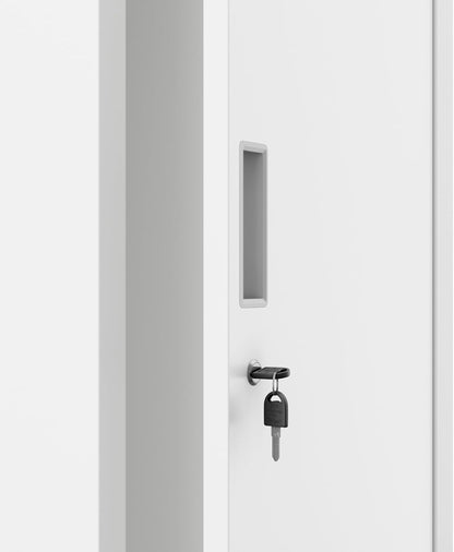 Jan Nowak Metal Clothes Locker Lockable Wardrobe for Dressing Room and Social Room with Partition Ventilation Hooks and Clothes Rail Robust Locker Cabinet 180 x 50 x 40 cm - QUORE