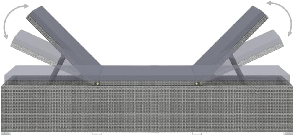 vidaXL 3-piece Sunbed set with tea table poly rattan grey