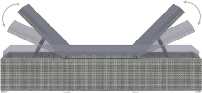vidaXL 3-piece Sunbed set with tea table poly rattan grey